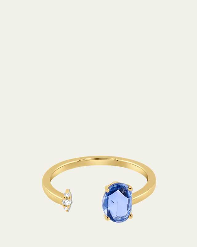 14K Blue Sapphire and Diamond Ring